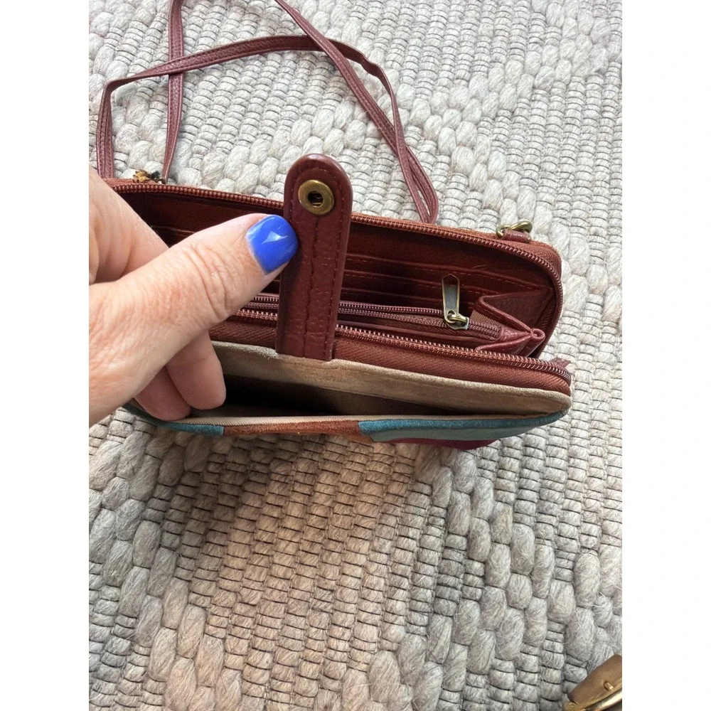 The Sak Crossbody Wallet Bag Women OS Patchwork Colorblock Suede Leather
